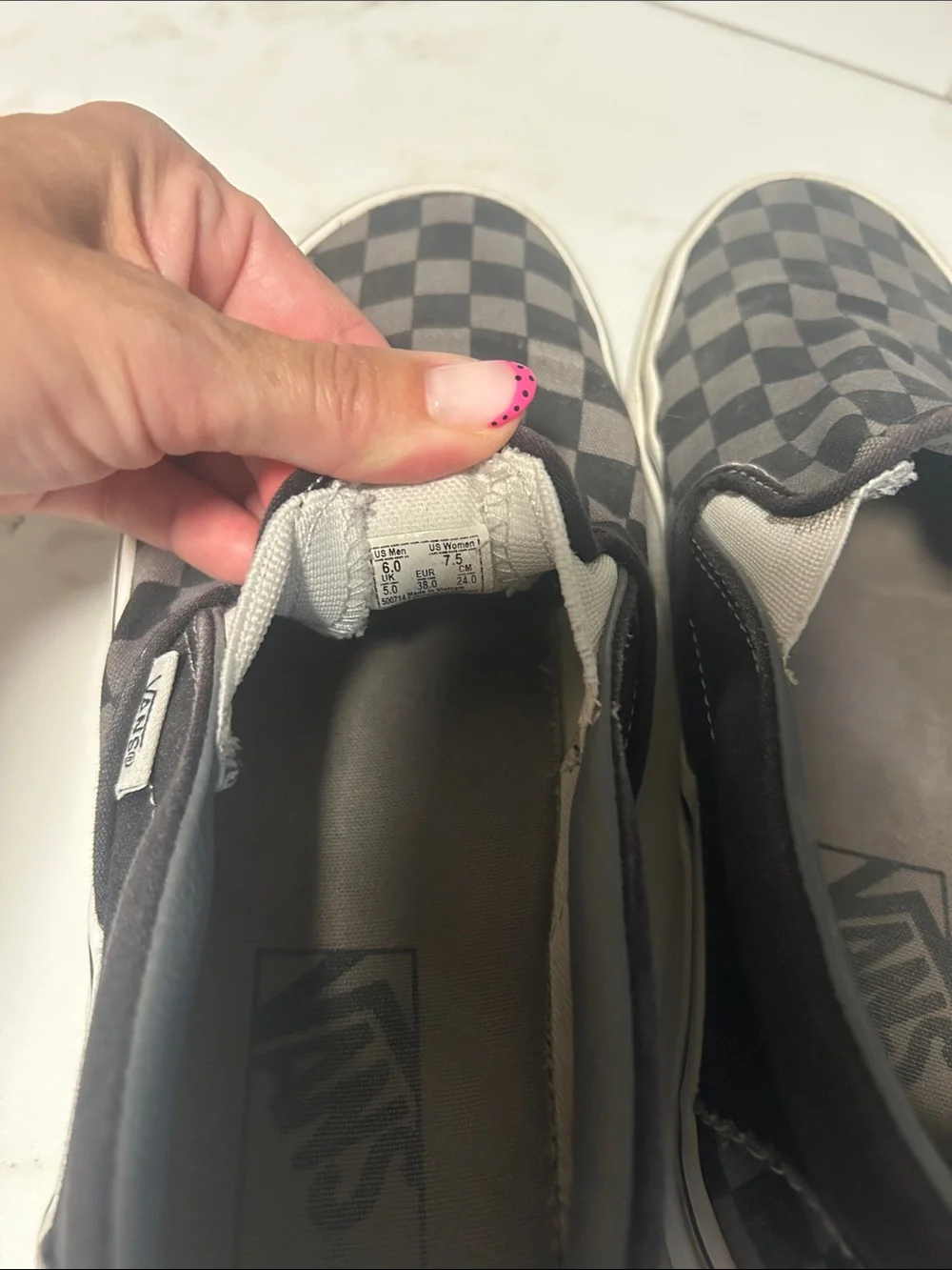 Vans Kids Checkerboard Slip-On Sneakers - Black and Gray